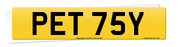 Registration number PET 75Y